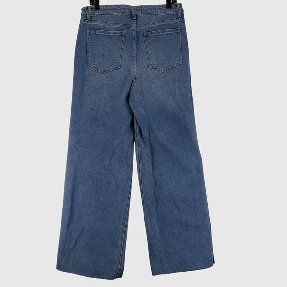 Rachel Roy High-Rise Wide-Leg Denim Jeans With Snap Button Side Closures Sz 32 - Picture 3 of 11